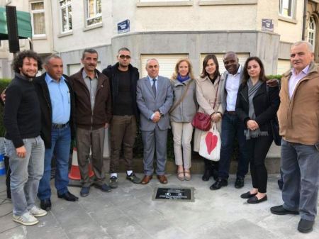 صور/ تدشين رمزاً تذكارياً باسم الشهيد نعيم خضر في بلدية اكسل البلجيكية
